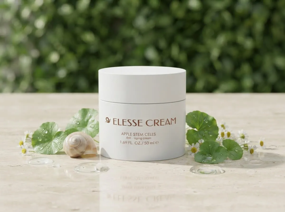 Elesse Cream jar with an apple and white blossom