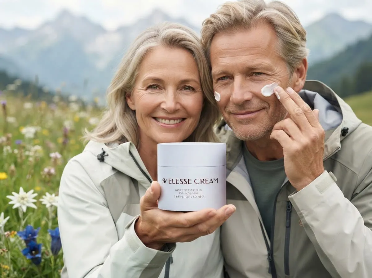 Couple enjoying a skincare moment with Elesse Cream