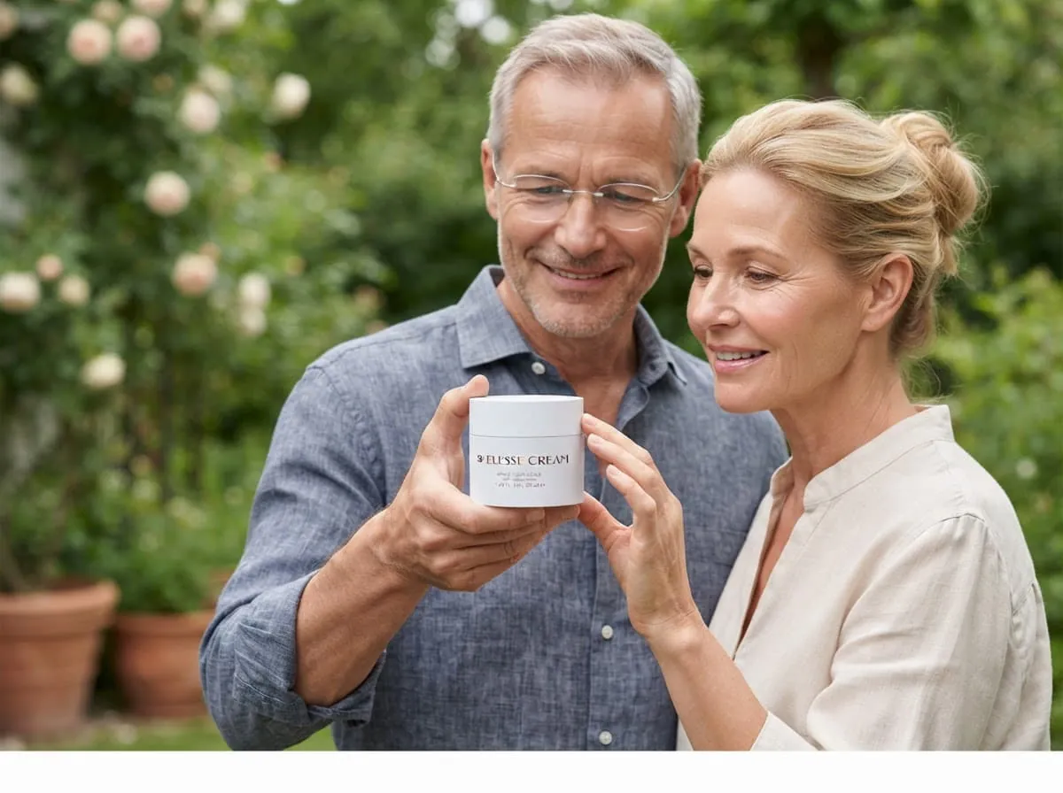 Couple enjoying a skincare moment with Elesse Cream