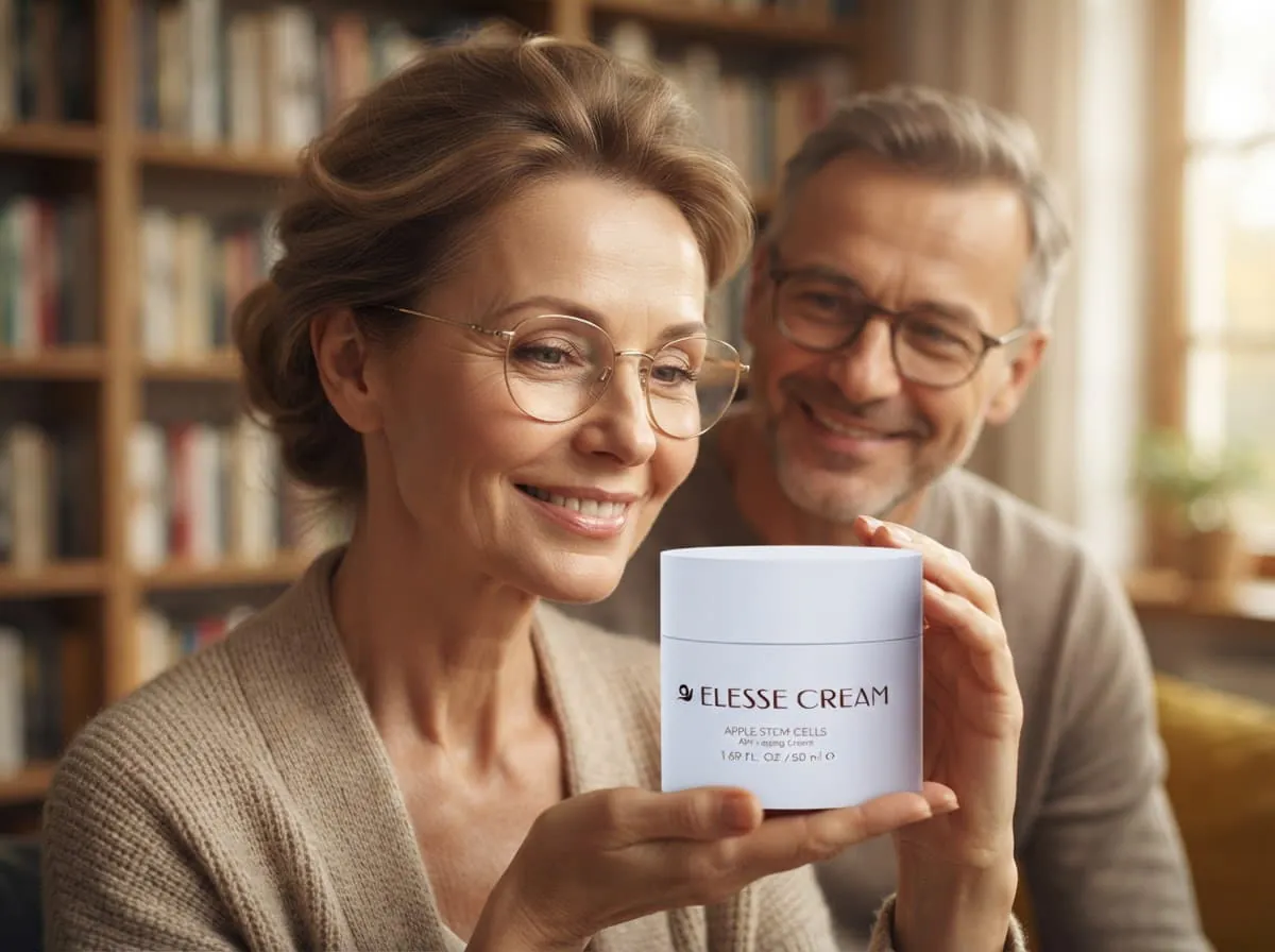 Couple enjoying a skincare moment with Elesse Cream