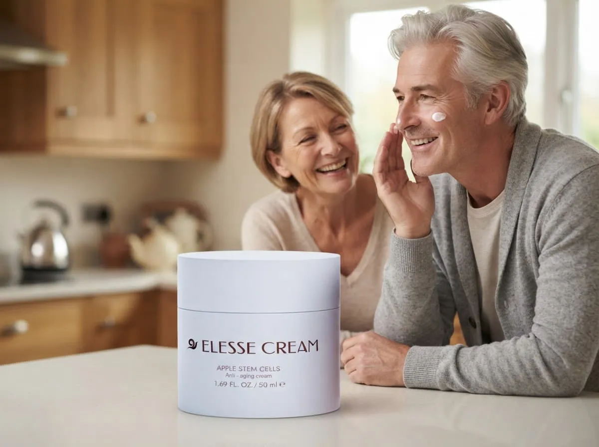 Couple enjoying a skincare moment with Elesse Cream
